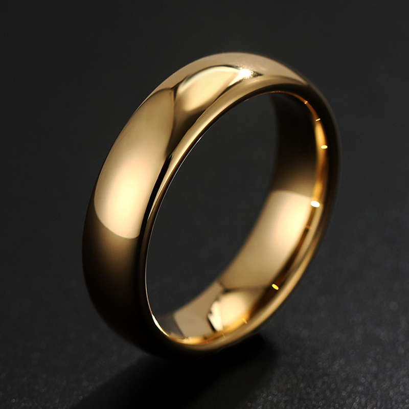 Yanleyu-심플한 기본 일반 반지, 골드 컬러 주얼리, 4mm 너비 웨딩 밴드 약혼 반지, 여성 및 남성 PR427